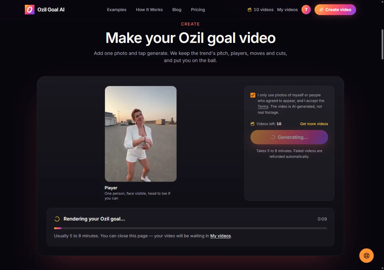 Progress card reading Rendering your Ozil goal